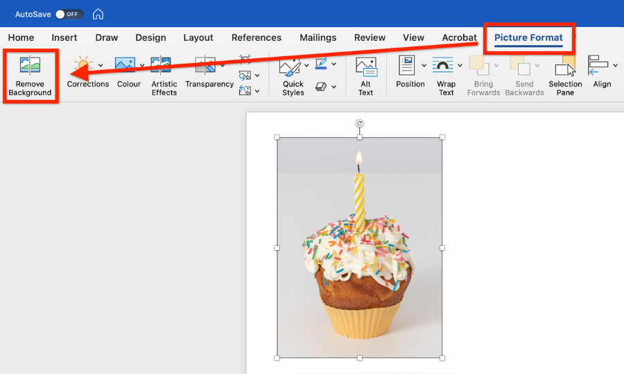 Picture background removal in Word