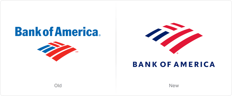 old vs new logo of bank of america