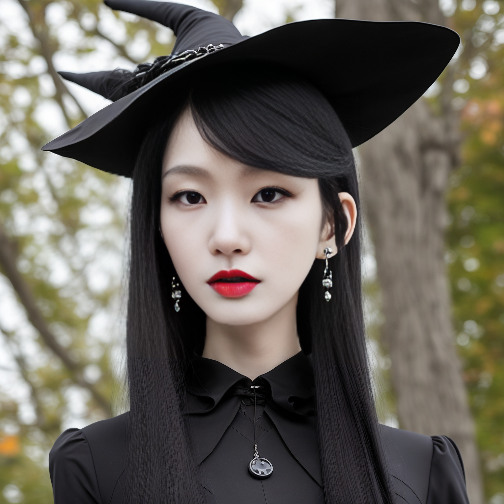 asian girl in a black dress