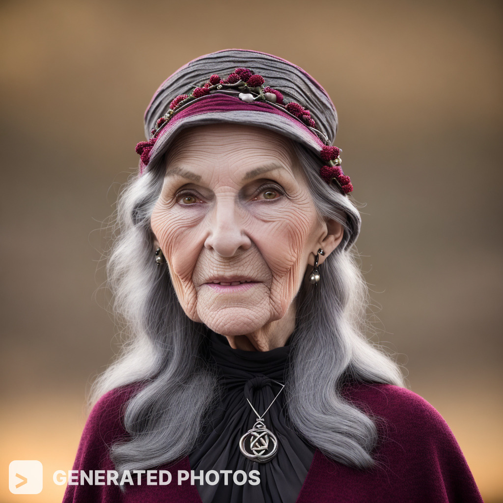 An older woman wearing a hat and having gray hair