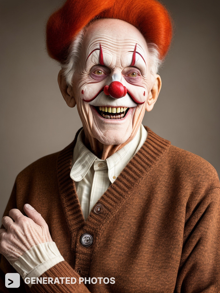 old man with a clown make up