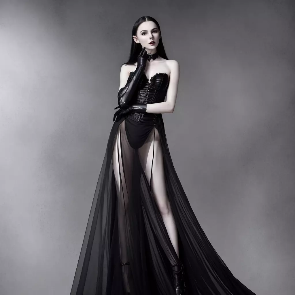 woman in a black costume