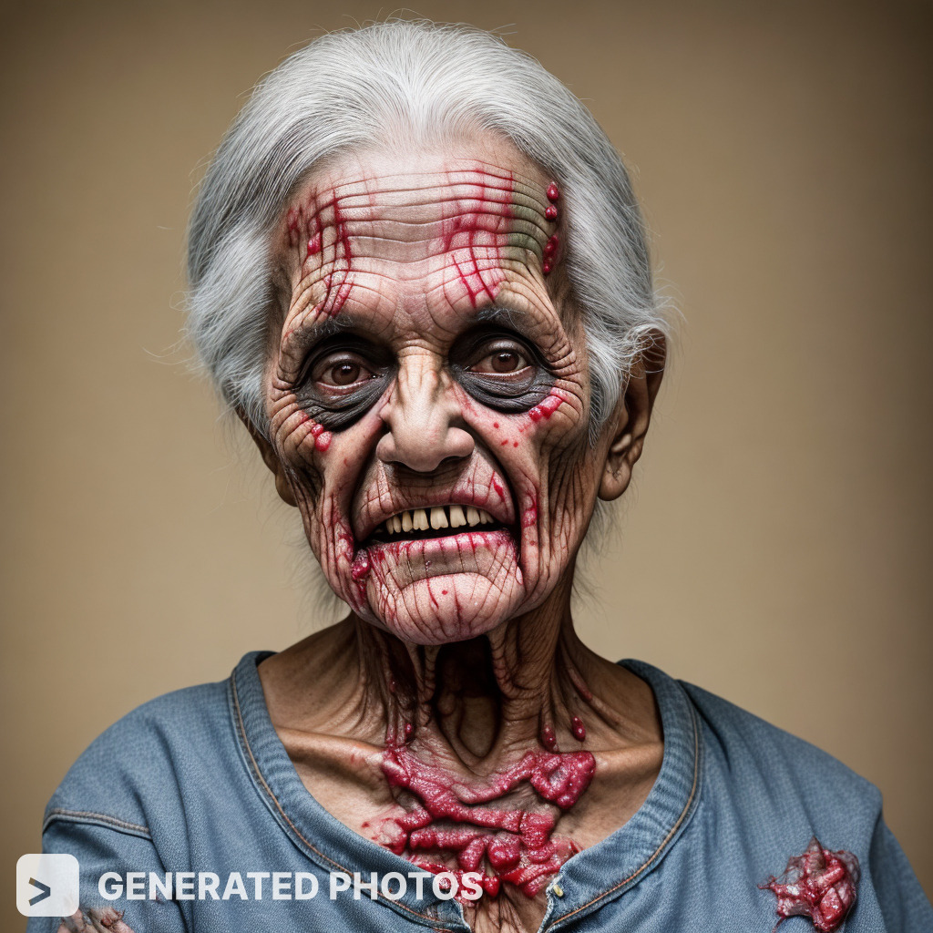 old woman with a zombie make up