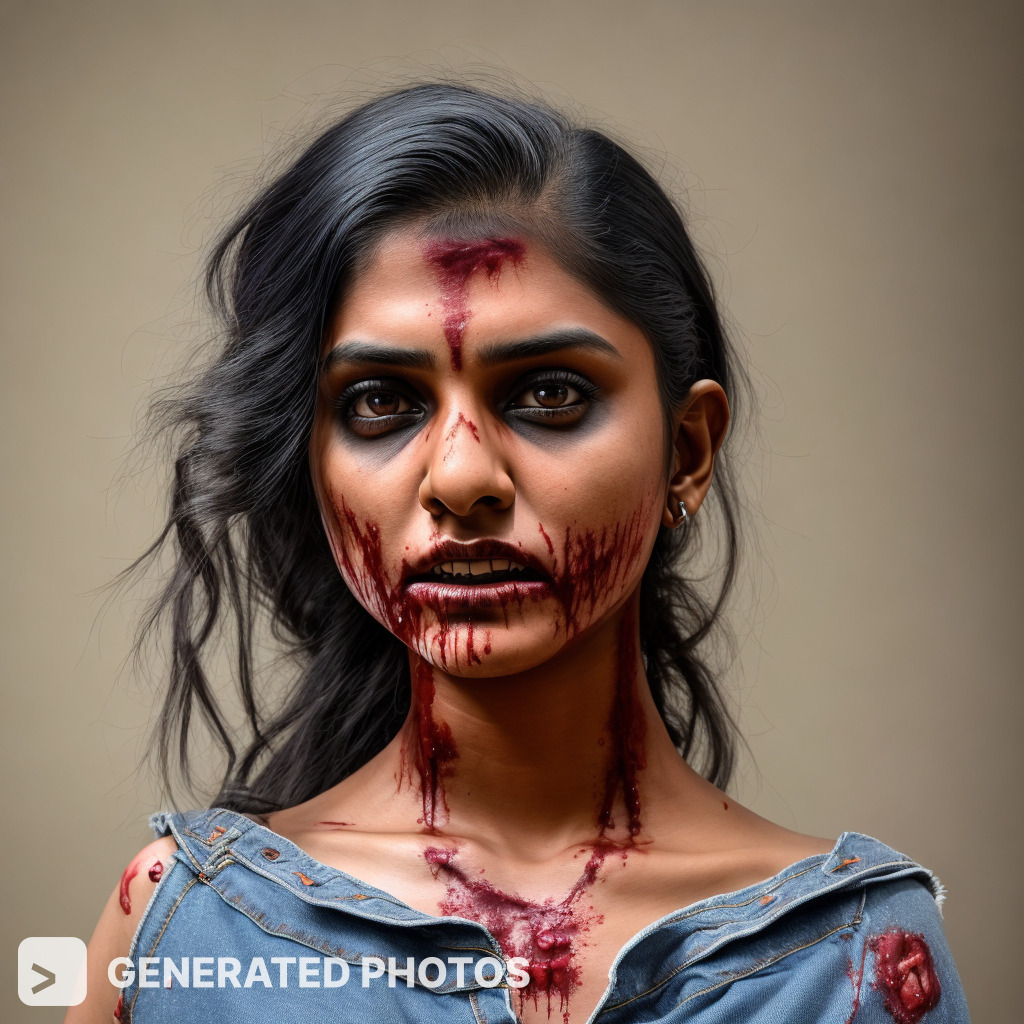 brown zombie girl portrait