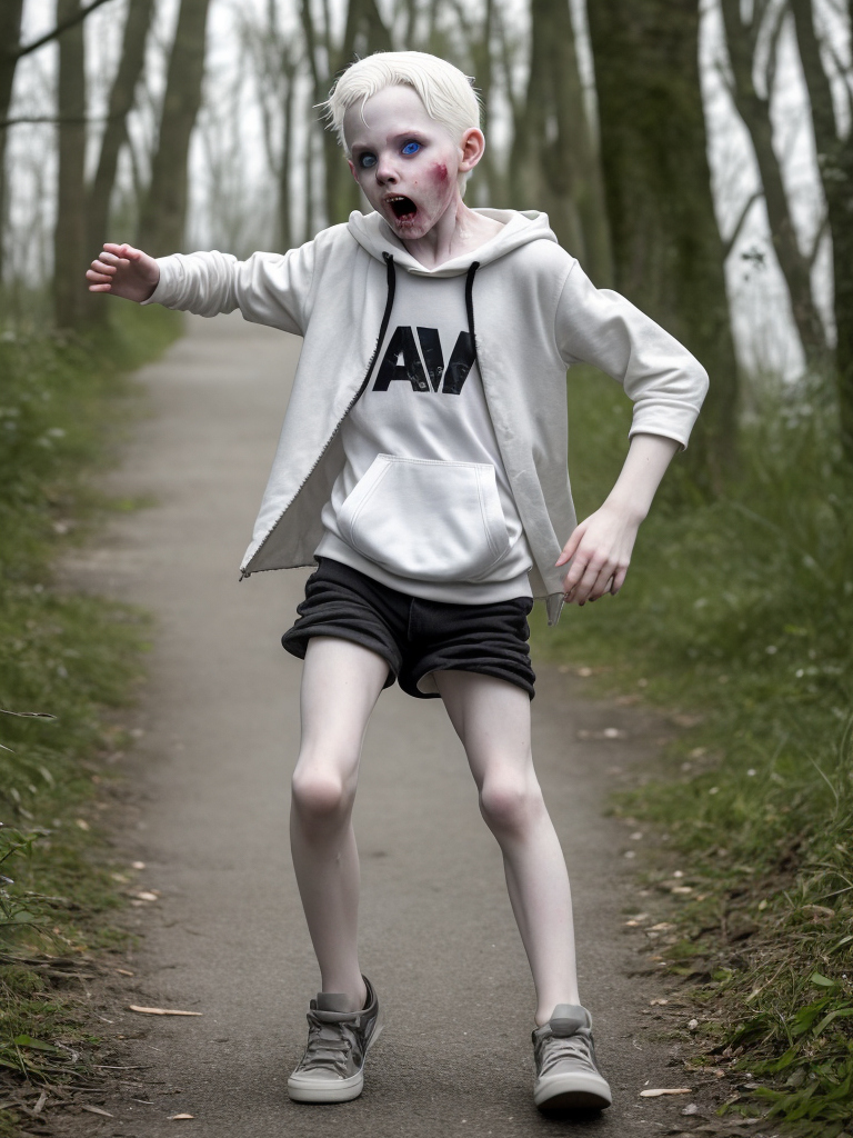 a boy in a zombie costume