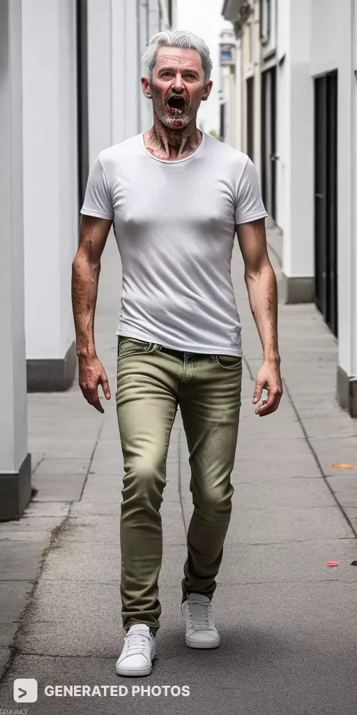 zombie man in a white t-shirt