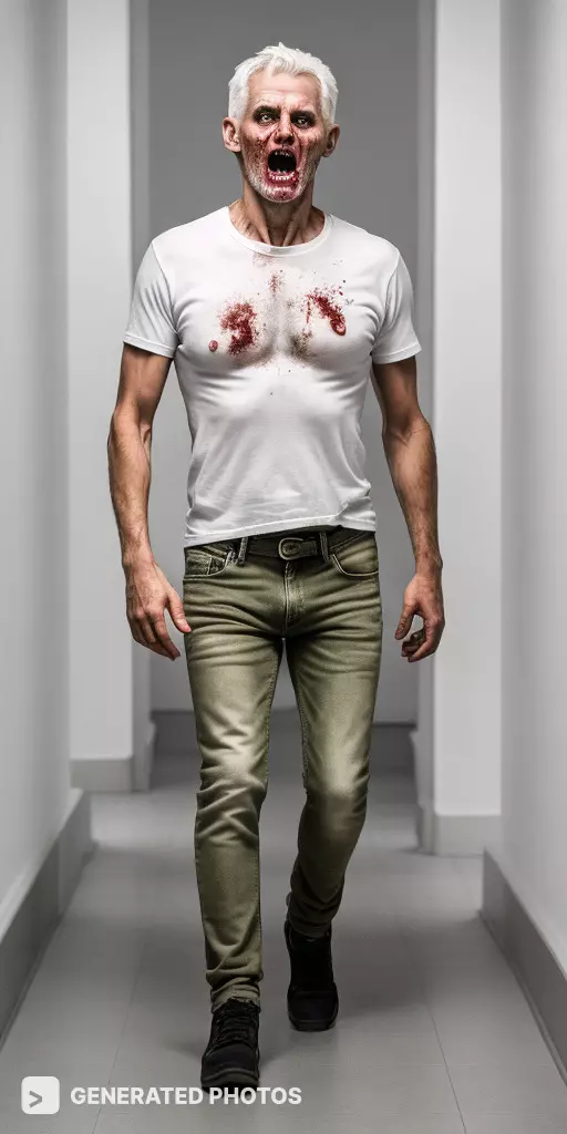 an old man in a zombie halloween costume