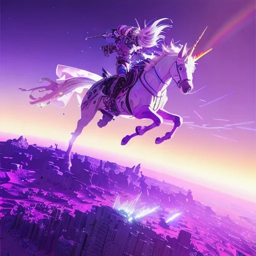 anime style all pink unicorn in a sky 
