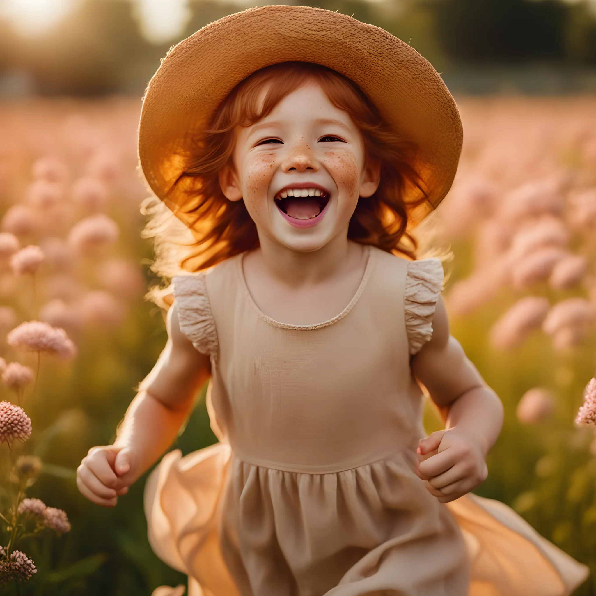 ai generated picture of a girl running with a big smile