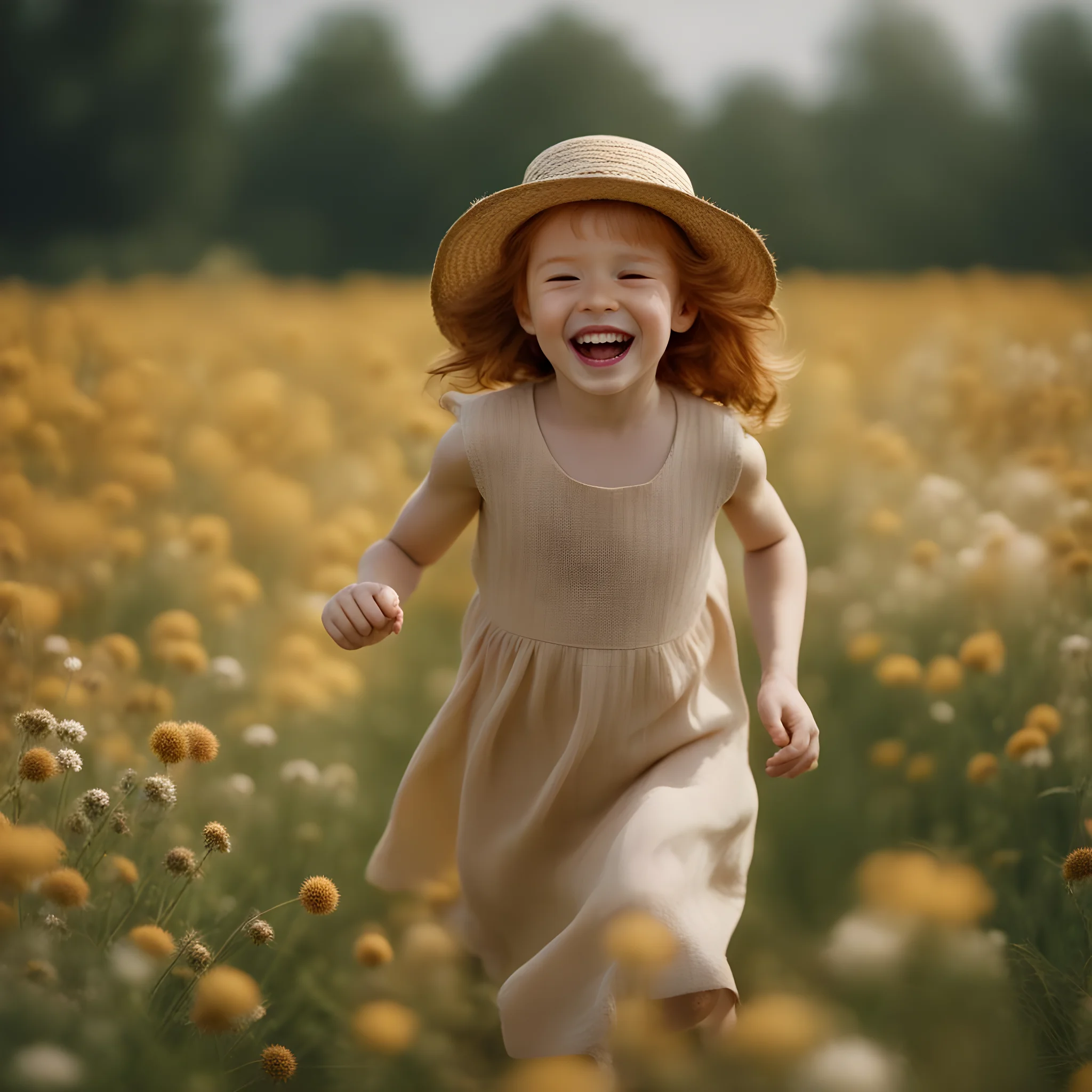 ai generated picture of a little girl running with a big smile