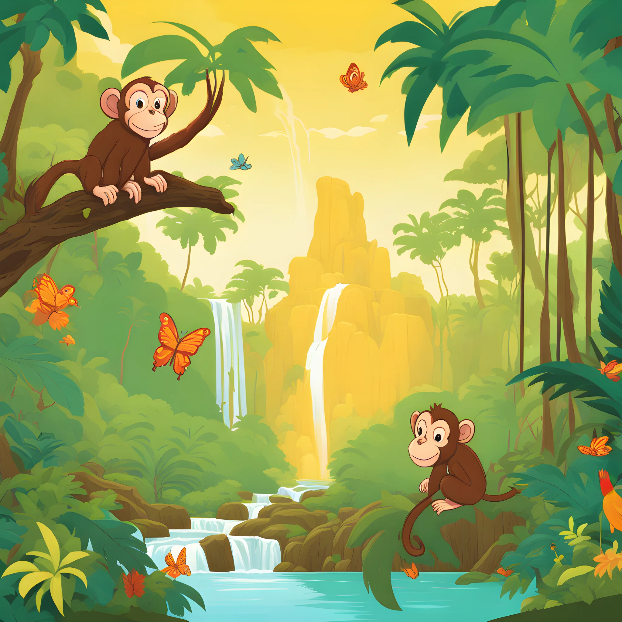 ai generated forest with monkeys 