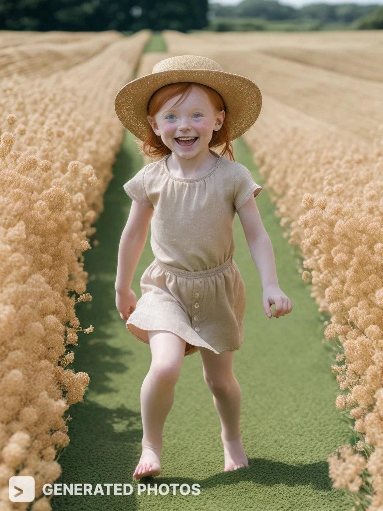 cute girl in a linen romper in a field