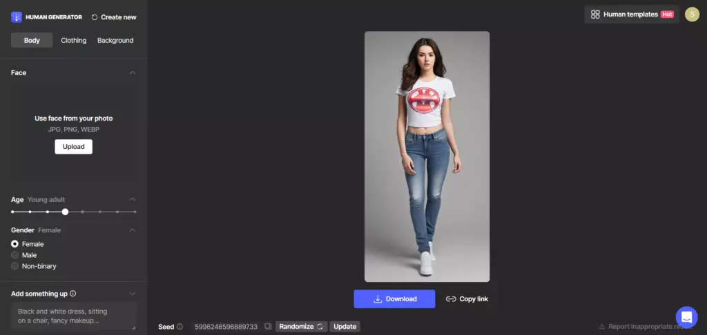 human generator screenshot