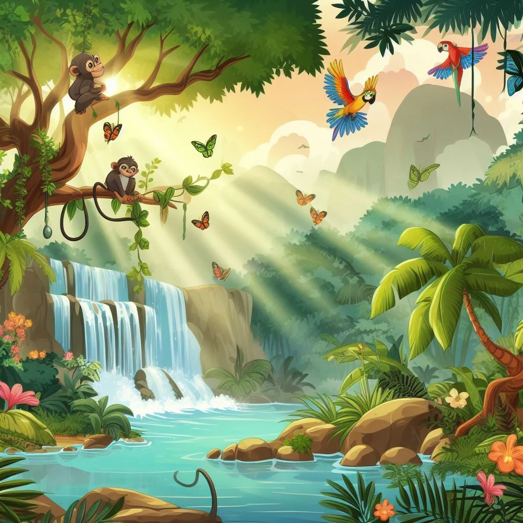 ai generated image of cartoonish rainforest