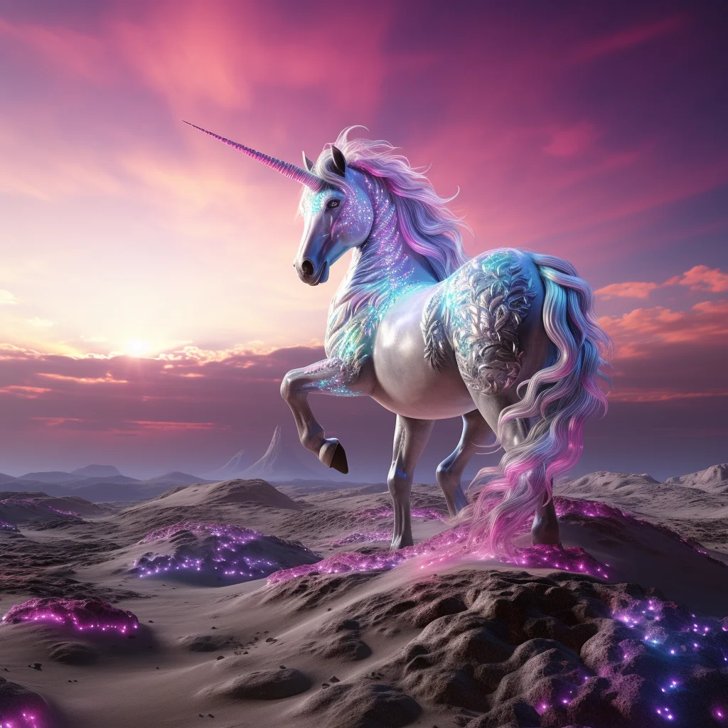 midjourney generated unicorn in a desert
