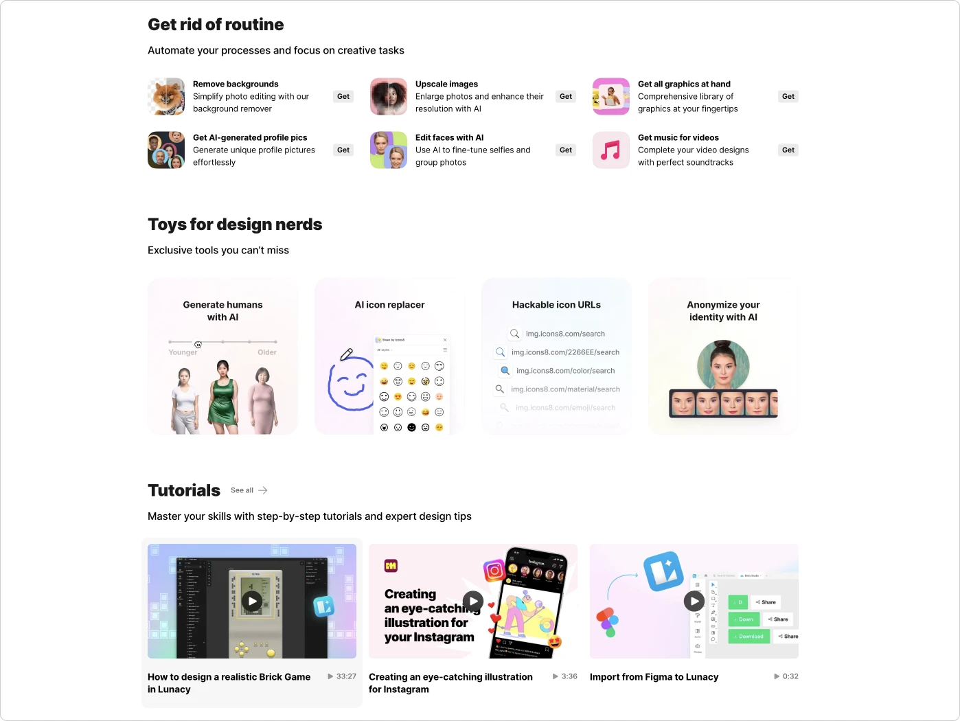 New look: fresh UI for Icons8 main page - Graphic Design Tips
