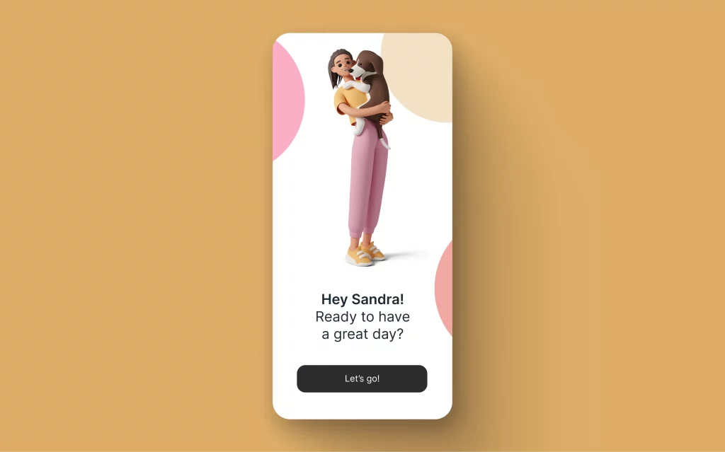 app mockup with a 3d illustration