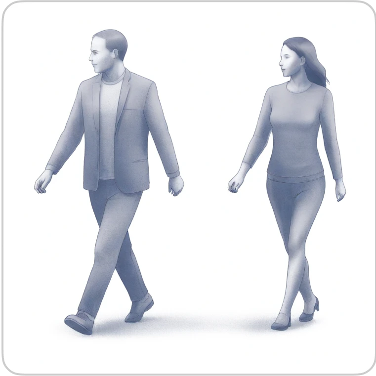 Man and woman walking