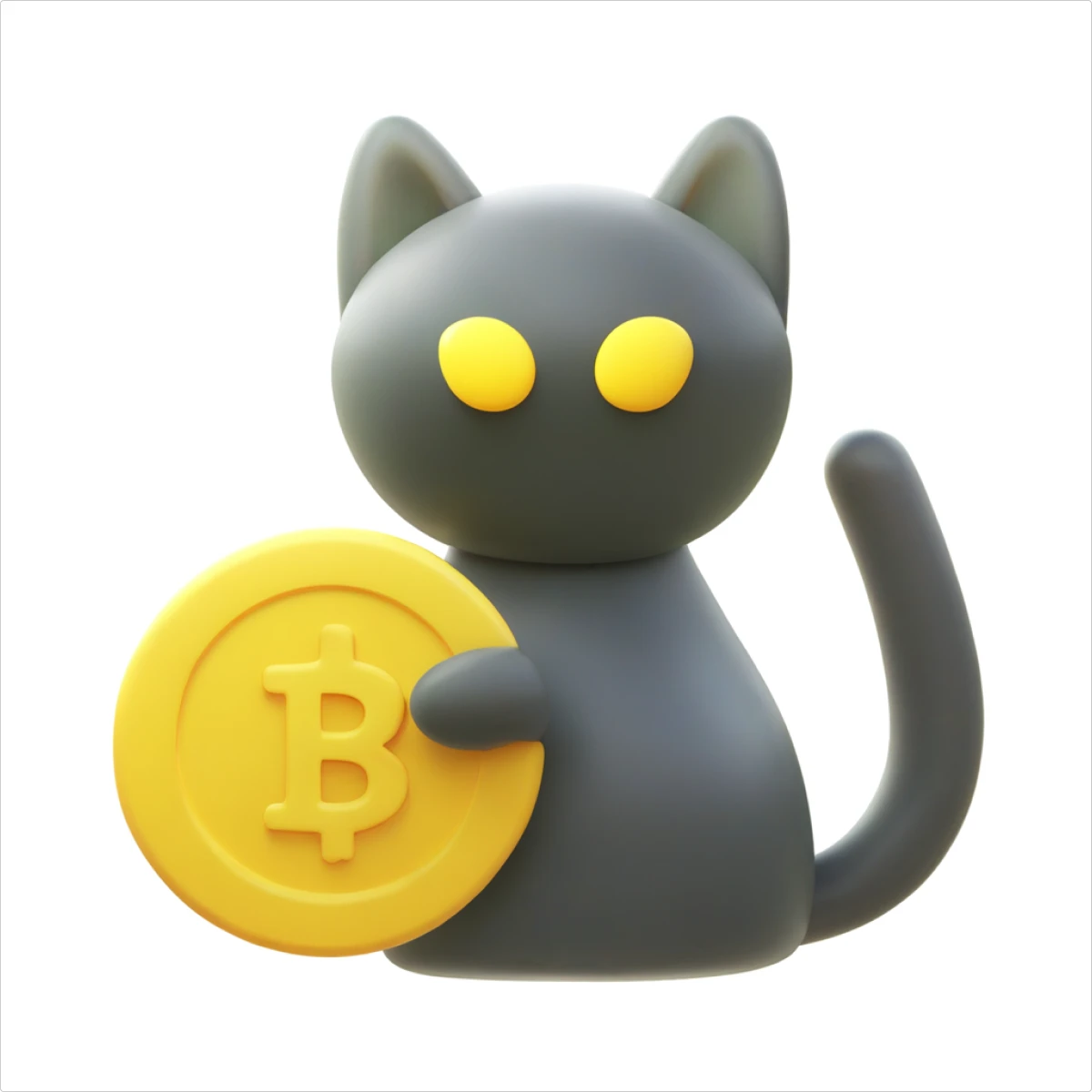 A cat with a bitcoin generated illustration in 3D Fluency style — 2