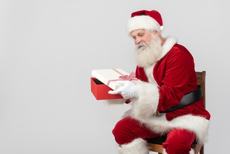 Santa Claus with gift box