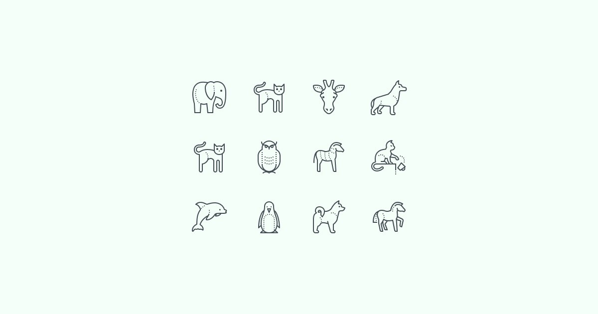 dotted animal clipart icons